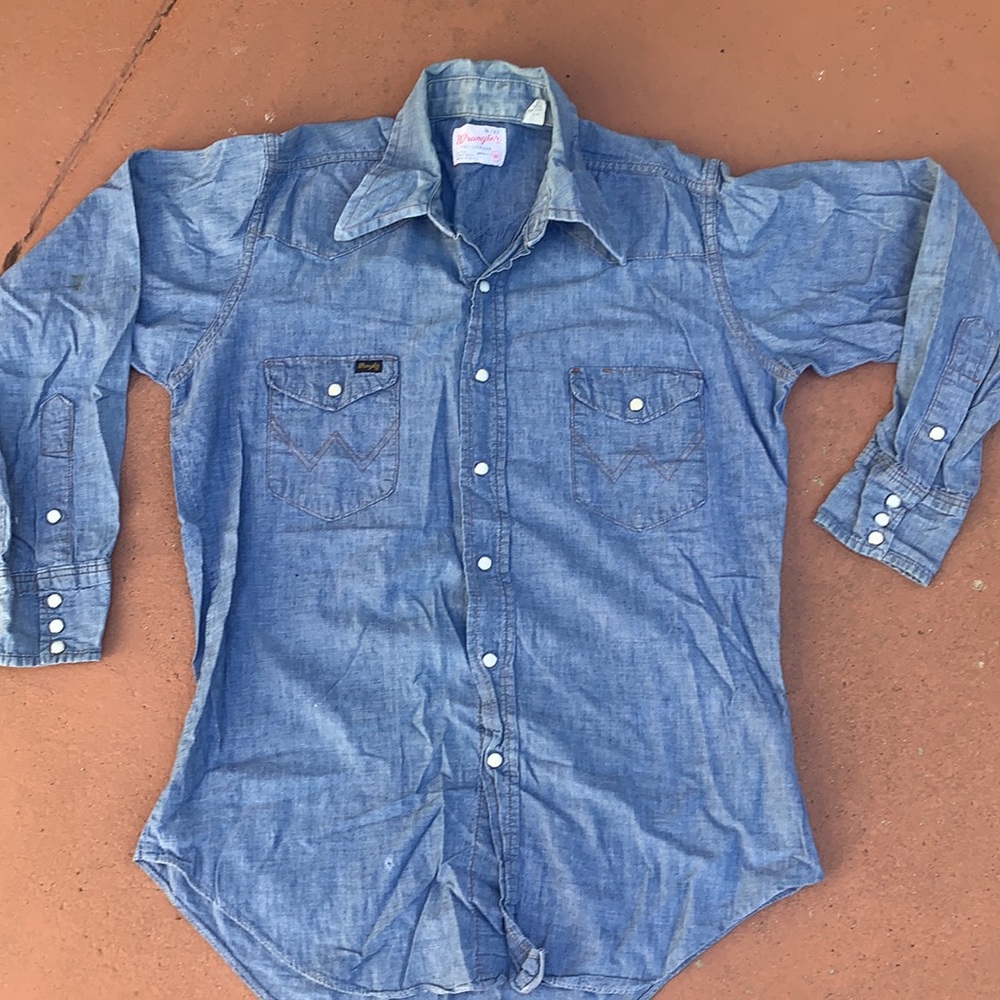 Vintage 1960 Men’s Wrangler Pearl Snap Denim Shirt - image 1